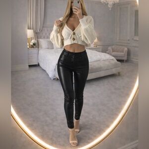 High waisted leather pants